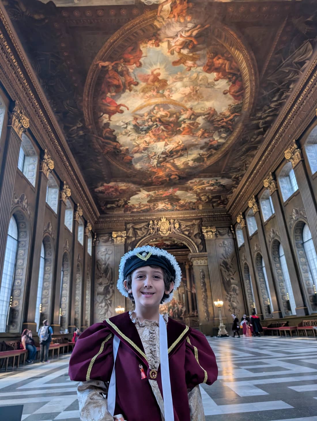 AJ in his Tudor costume in the Painted Hall